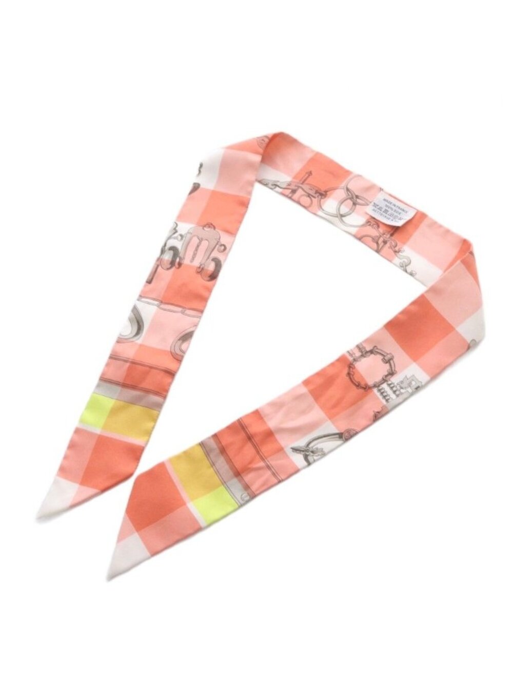 Hermes Twilly Scarf Mors Et Gourmettes Vichy Silk Orange